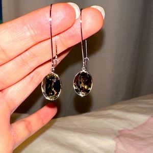 Swarovski Drop Earrings Smokey/Black Smoke color